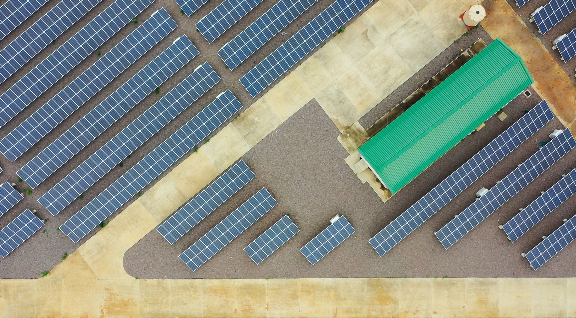 aerial view of a small solar plant in Africa